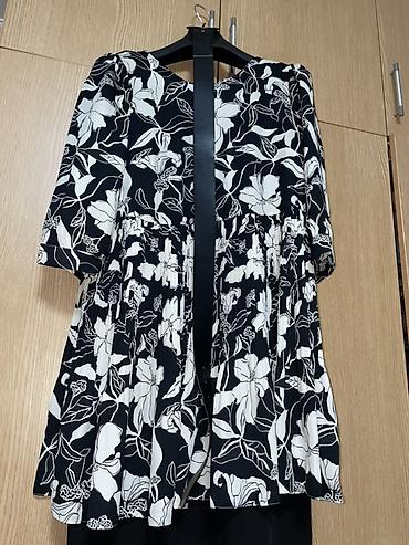 qara pp: Qara-ağ floral naxışlı qadın mini don 110 azn alinib materialı cox — 3