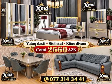 Mebel dəsti – Yataq otağı + Stol-stul + Künc divanı Komplekt tərkibi lalafo.az -da Mebel dəsti – Yataq otağı + Stol-stul + Künc divanı Komplekt tərkibi