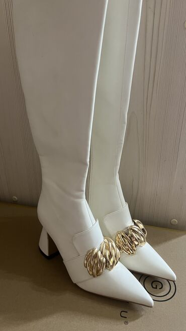 ботинки ботфорты: Сапоги, 35.5, цвет - Белый