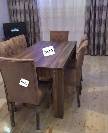 Masa və oturacaq dəstləri: Qonaq otağı üçün, Yeni, Açılmayan, Dördbucaq masa, 6 stul — 20