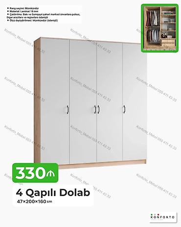 casio sumqayit: 4 qapılı geyim dolabı Ölçülər: 47 × 200 × 160 sm Material: 18 mm — 1
