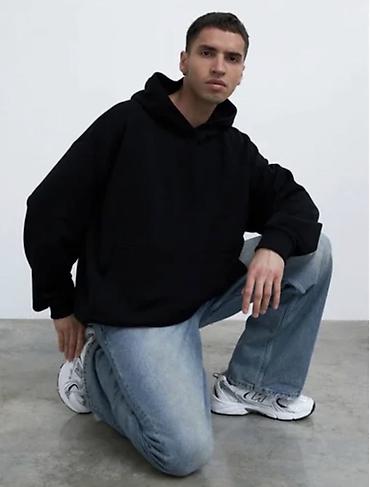 одежда хиджаб: Худи oversize унисекс, чёрное - Свободный крой oversize: спущенная — 1