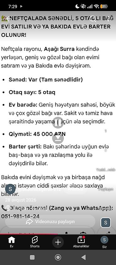 mingecevir heyet evleri: Neftçala rayonu, Aşağı Surra kəndində yerləşən sənədli 5 otaqlı bağ — 1
