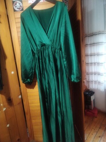 haljina din avon: L (EU 40), XL (EU 42), bоја - Maslinasto zelena, Večernji, maturski, Dugih rukava
