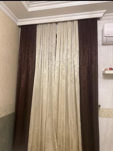 İkiqat dekorativ pərdə dəsti - Model: İkili rəng kombinasiyası –