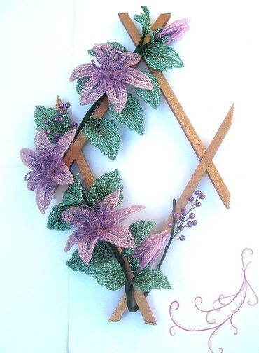 Декоративные цветы: Изготавливаю деревья и цветы из бисера все ручная работа. на — 6