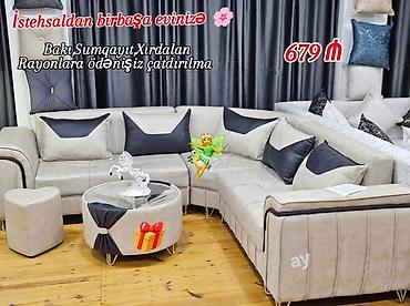 sultan divan kreslo: Künc divan dəsti – müasir dizaynlı, açıq boz rəngdə. Komplektə: - — 1