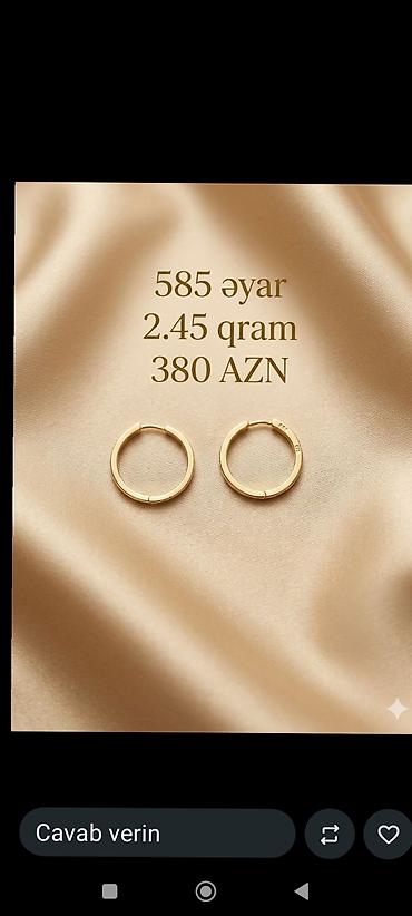 baş: Sırğa, Sarı qızıl, 585 Əyar — 2