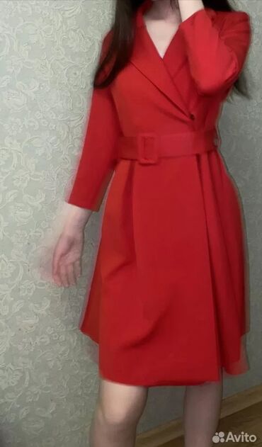 красное платье: Повседневное платье, Миди, M (EU 38)