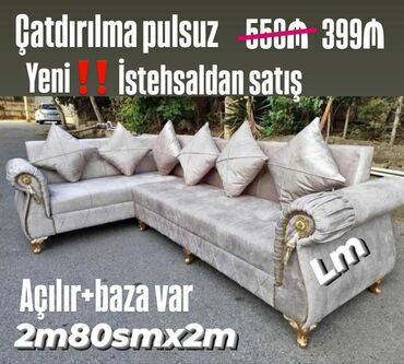 Sifarişlə taburetkalar: Künc divan, Qonaq otağı üçün, Bazalı, Açılan