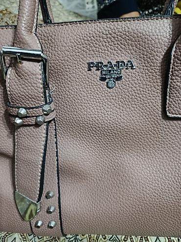 Сумкалар: Сумка-тоут Prada Milano, пудрово-розовый цвет. - Фактурная кожа с — 1