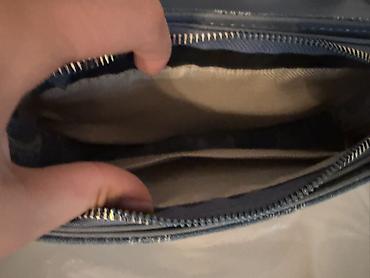 celine: Denim çiyin çantası - Material: mavi denim parça, üzərində — 2