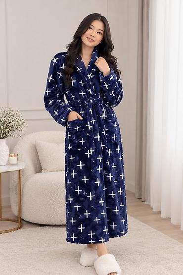 в пижамном стиле: Халат, Флис, Made in KG, В полоску, Стандарт — 3