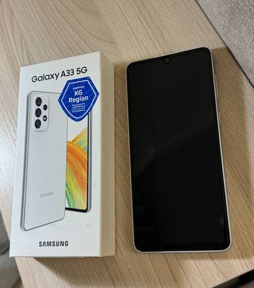 телефон самсунг с: Samsung Galaxy A33 5G, Колдонулган, 128 ГБ, түсү - Ак, 2 SIM