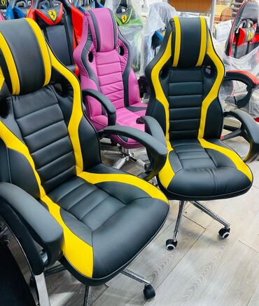 Ofis və oyun kresloları: Yeni, Təkərli, Qolları tənzimlənir, Dəri — 12