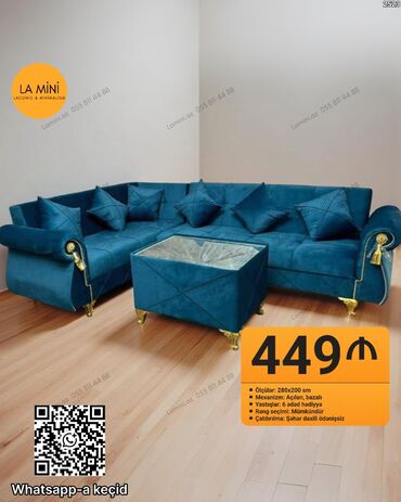 kunc divan metbex ucun: Məhsul: Künc divan dəsti - Ölçülər: 280x200 sm - Mexanizm: Açılan