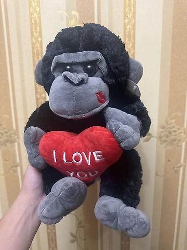 meymun yumşaq oyuncaqlar: Yumşaq oyuncağ – “I LOVE YOU” ürəkli meymun - Model: qucaqlanan — 1
