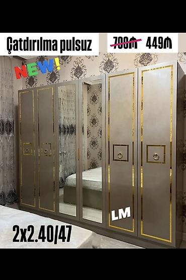 Mebel: 6 qapılı yataq otağı şkafı. Model klassik-modern üslubda hazırlanıb — 4