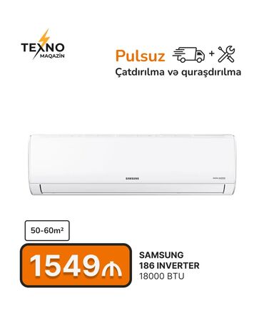 Kondisionerlər: Kondisioner Samsung, 50-60 kv. m, Split sistem, Kredit yoxdur, Pulsuz quraşdırılma