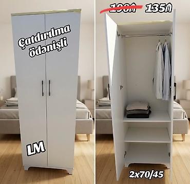 Ağ rəngli iki qapılı paltar şkafı - Material: laminat - Rəng: ağ lalafo.az -da Ağ rəngli iki qapılı paltar şkafı - Material: laminat - Rəng: ağ