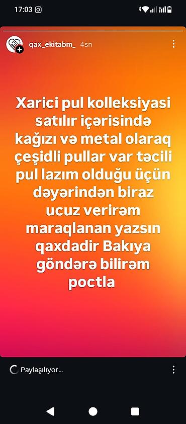 velo satışı: Satılır kağız və metal pullar maraqlanan yazsin uyğun qiymətə verirəm — 1