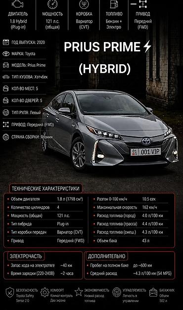 приус прайм: Toyota Prius: 2020 г., 1.8 л, Вариатор, Гибрид, Хэтчбэк — 1