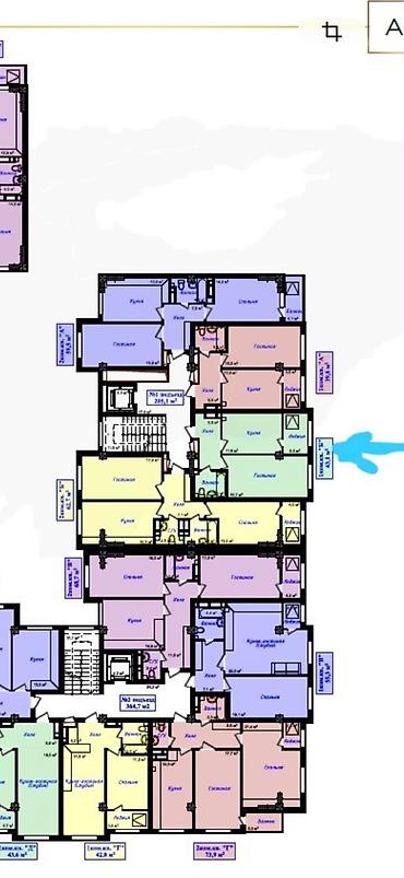 Продажа квартир: 1 комната, 43 м², Аламедин-1 мкр 7 этаж, ПСО (под самоотделку) — 3