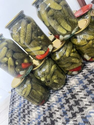 мешки для овощей: Домашние маринованные огурчики в стеклянных банках. Корнишоны приму