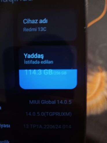 noutbuk işlənmiş: Xiaomi Redmi 13C, 256 GB, rəng - Qara, 
 Sensor, Barmaq izi, Face ID