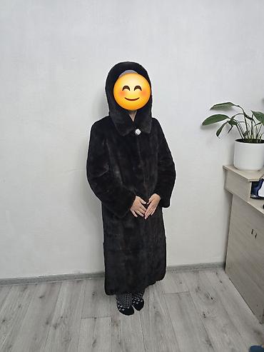 Шуба, Норка, Длинная модель, С капюшоном, 2XL