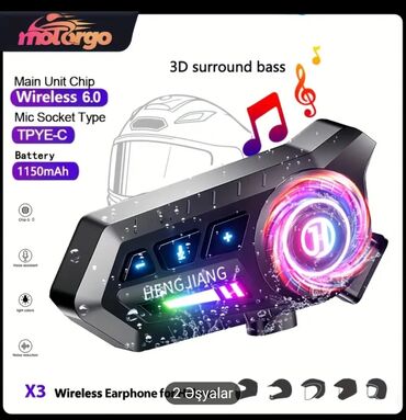 Qulaqcıqlar: HENGJIANG X3 – dəbilqə üçün Bluetooth qulaqlıq və işıqlı idarəetmə — 7