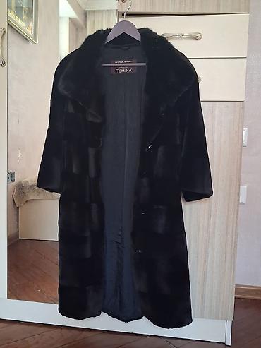 pagani design: Qadın xəz paltosu – FEMINA - Rəng: qara, parlaq fakturalı - — 2