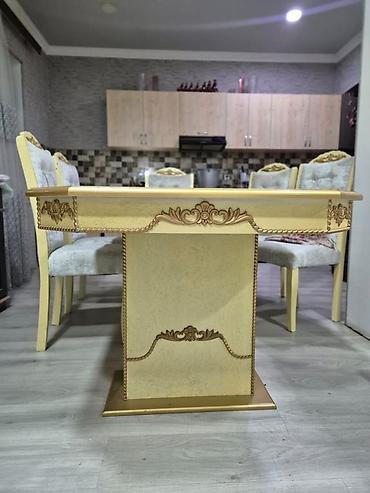 Столы и стулья: Klassik üslubda yemək masası və 6 ədəd stul dəsti - Masa: düzbucaqlı — 4
