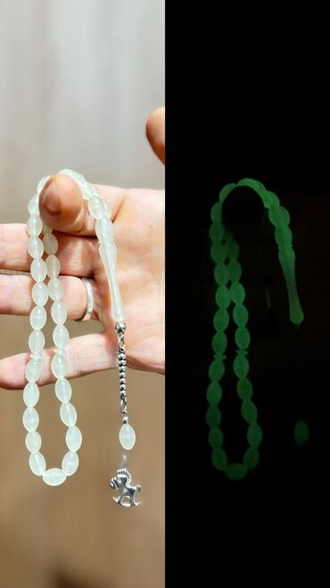 Təsbehlər: Fosfor(kedi gözü) 33 dənəli badami kəsim gözəllik. qaranlıqda yaşıl