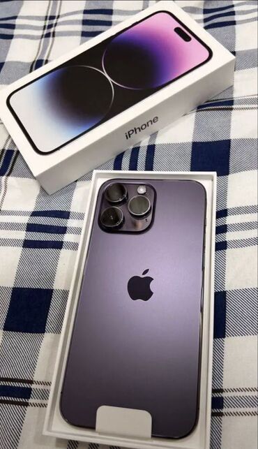 списанные айфоны: IPhone 14 Pro Max, Колдонулган, 256 ГБ, Deep Purple, Каптама, Куту, 89 %