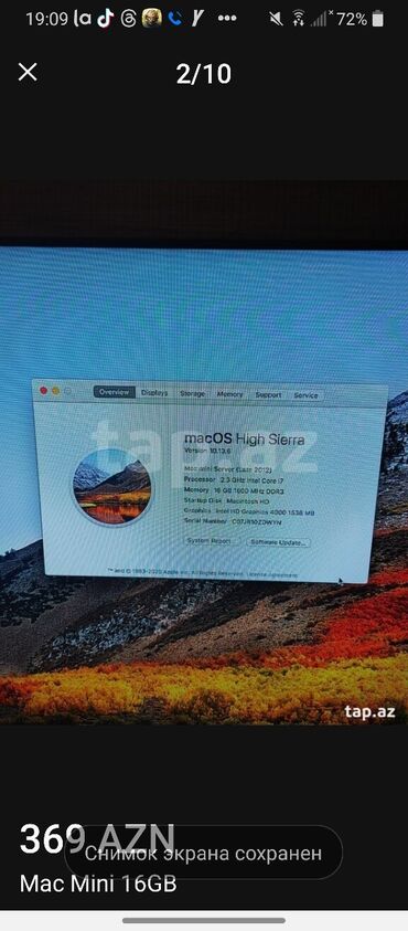 Masaüstü kompüterlər və iş stansiyaları: Mac Mini İ7 Proccesor 16 GB RAM 2 TB yaddas ideal veziyetde Mouse — 10