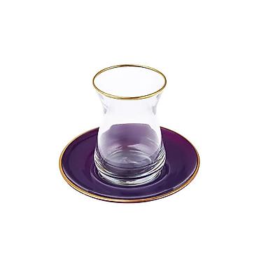 stəkan altı: Çay dəsti, rəng - Bənövşəyi, Şüşə, 6 nəfərlik — 5