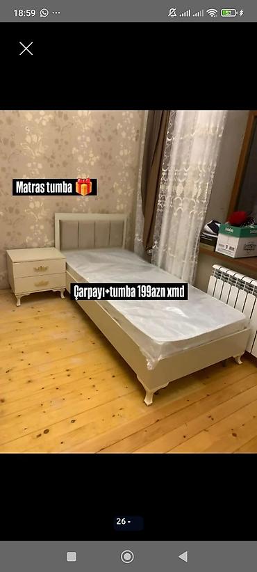 Uşaq mebeli: Çarpayı dəsti – tək nəfərlik - Dəst: çarpayı + tumbə - Rəng: krem/bez — 1
