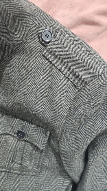 Ostale jakne: H&M muški kaputić/sako od tvida u riblja kost šari (siva/ugljen) — 8