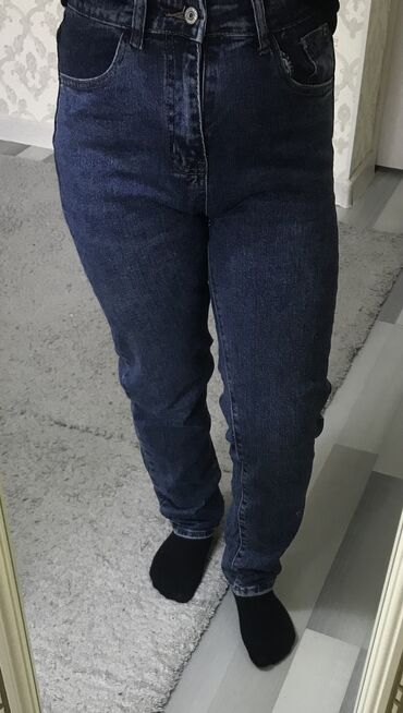 черный джинсы: Повседневные брюки, Высокая талия, Лето, M (EU 38)