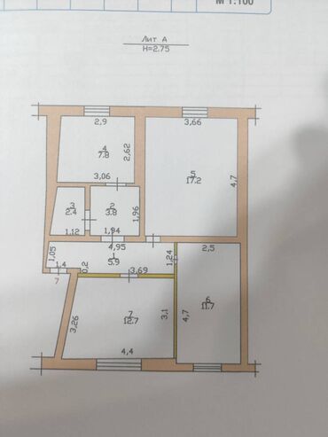 3х комнатная квартира в джале: 3 бөлмө, 61 кв. м, 1 кабат, ПСО (өзү оңдоп түзөтүп бүтүү үчүн)