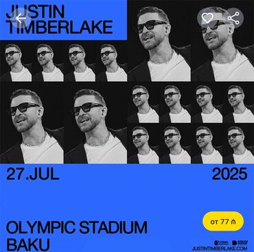 Reklam, çap: Продаю билеты на концерт Justin Timberlake 26.06.2025 Сектор 114, ряд
