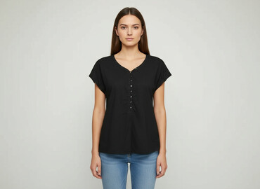 czarne bluzki z aplikacją: Women's blouse, size S