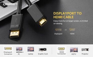 vga hdmi kabel: UGREEN 10202 DP Male kabel - 2m 👉"İSTİFADƏÇİNİN DİGƏR MƏHSULLARINA"