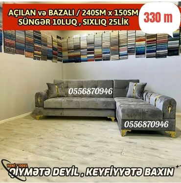 Masa və oturacaq dəstləri: Künc divan, Yeni, Açılan, Bazalı, Parça, Şəhərdaxili pulsuz çatdırılma