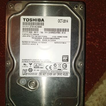 toshiba üçün adapter: Sərt disk (HDD) Toshiba, 512 GB, İşlənmiş