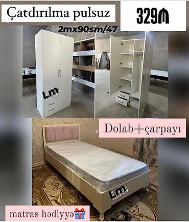 sintifon dosek: Dəst: Dolab + çarpayı Qiymət: 329₼ – Ölçü: 2m x 90 sm x 47 sm — 1