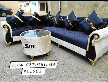 Sifarişlə divan dəstləri: Sifarişlə hazırlanır, rəng seçimi var. Künc divan və oturacaq — 6