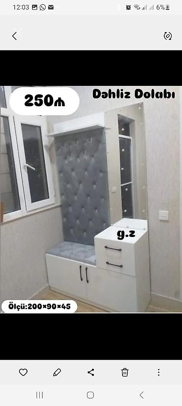 koridor skaflari: Dəhliz dolabı – 250₼ Ölçü: 200×90×45 sm - Yumşaq, düyməli kapitonlu — 1