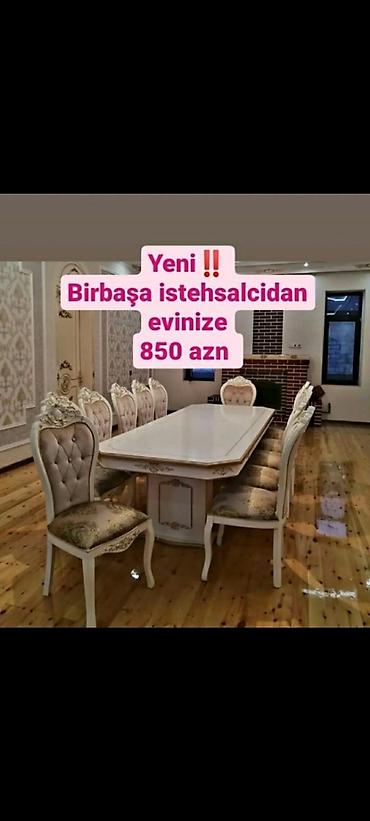 carpayı divan: Qonaq otağı üçün, Yeni, Açılmayan, Dördbucaq masa, 6 stul — 4